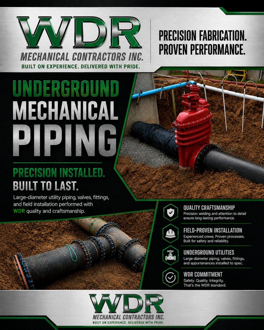 Underground mechanical piping installation